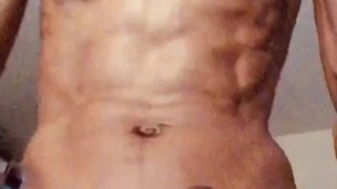 Big Black Cock Masturbation. Tall Athlete Stroking Long Chocolate BBC