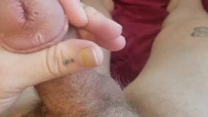 Trans femme plays and cums