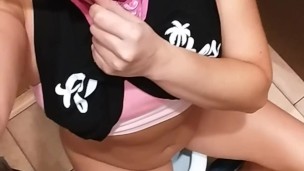 Cute Chubby Girl Pissing In Public Bathroom