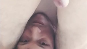 Dripping precum on own face, prostate massage