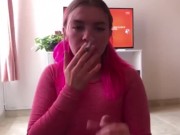 POV beautiful teen gets a facial! Smoking blowjob! 3/16