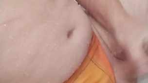 Boy wearing bikini and masturbate under shower