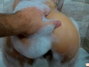 Amateur teen girlfriend cum twice with squirt.Bath and kitchen sex.Cum onto pussy-Squir7een 4/16