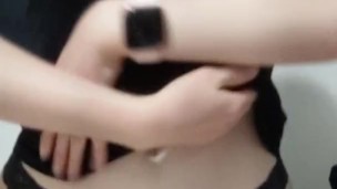 Cute blonde teen rubs her pink pussy while moaning "daddy" ;)