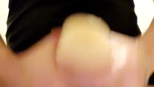 Straight hairy guy fucks toy pussy and cums hard - Soft to orgasm
