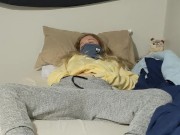  Cute innocent wakes herself up by fingering her tight pink pussy, real orgasm ; 2/16