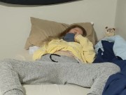  Cute innocent wakes herself up by fingering her tight pink pussy, real orgasm ; 3/16