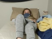  Cute innocent wakes herself up by fingering her tight pink pussy, real orgasm ; 7/16