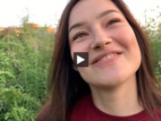 public outdoor blowjob with creampie from shy girl in the bushes - Olivia Moore