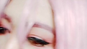 Trap Cosplayer sucking BBC DILDO