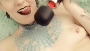 Sexy emo girl toys pussy till shaking orgasm