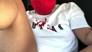 Ebony Try Not to Get Caught Masturbating in Parking Lot