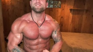 Cocky Oiled Up Muscle Bear Flexes You!
