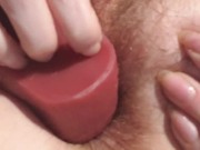 Tiny holes get stretched by knot pink pussy tight ass 7/16