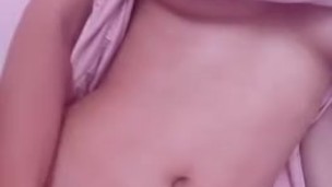 Teasing my tits and hairy pussy