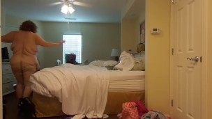 BBW nurse Vicki strips and puts on a dress quick change