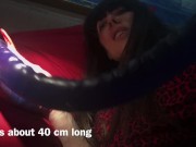 Rough muscle woman with huge dildo strapon 40 cm 7/16