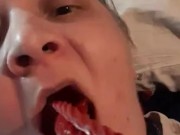 Fucking myself fast with twizzlers candy, and I ate all 4 after, yumm.