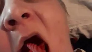 Fucking myself fast with twizzlers candy, and I ate all 4 after, yumm.