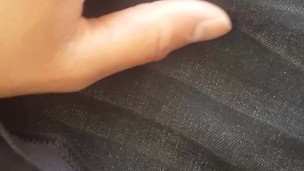 Rubbing my morning wood in jeans