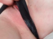 Creamy Black Panties On My Tiny Titties 5/16