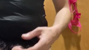 Sissy plays with her cock 