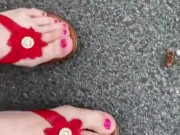 Breaking in sexy new flip flop sandals 
