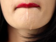 Close Mouth Tongue & Spit Play - Mouth Fetish - 4K