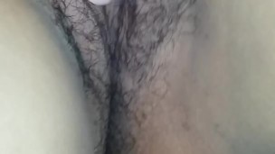 takes off her clothes and starts touching her body and hairy ass