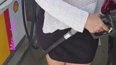 I am Pumping Gas In Public With My Tits Showing Like a Complete Slut On Display Public Flash