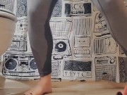 Horny and Desperately Wetting Gray Spandex 9/16