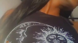 Hot ebony playing with tits