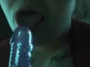 BBW Heidi deep throats a vibrator and fondles her big soft titties