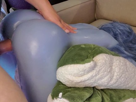 Jerking off and Fucking my Hot Blue ELF Sex-dolls ass