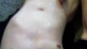 Pissing All Over My Boobies & Showing My Freshly Shaved Anus
