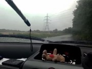  Naked getting out of car with ball weights and Cock pumped