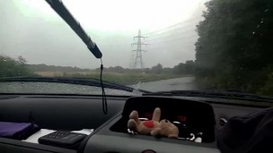  Naked getting out of car with ball weights and Cock pumped