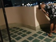 Hot Latina on a Hotel Balcony Flashing her Thick Booty and Pussy No Panties - Voyeur 4/16