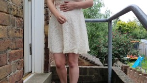 Alice - pissing myself and smoking on my doorstep with no panties under my dress ;)