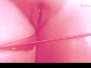 Carlycurvy rubs oil on thick thighs and plays with tight pussy!  6/16