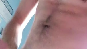 My Big Balls Bouncing While I Stroke My Girthy Cock!!