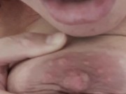 Nipple licking and squeezing