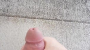 Risky cumshot in public park