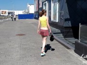 Young slut wife naked drives a car and showed with pussy in the mall (NO PANTIES, UPSKIRT) 14/16