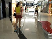 Young slut wife naked drives a car and showed with pussy in the mall (NO PANTIES, UPSKIRT) 15/16