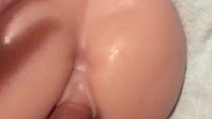Fucking silicone pussy doggystyle