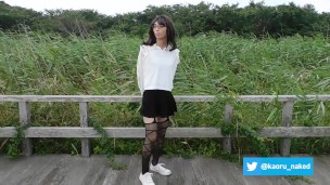 Japanese crossdresser public naked in the beach and park