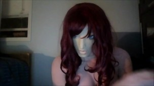 Angel's Night Pt3! Wearing female mask and masking in female silicone hand gloves!