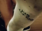 My stepsisters dirty socks I wore.. It smells like cheese! 7/16