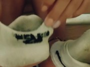 My stepsisters dirty socks I wore.. It smells like cheese! 9/16